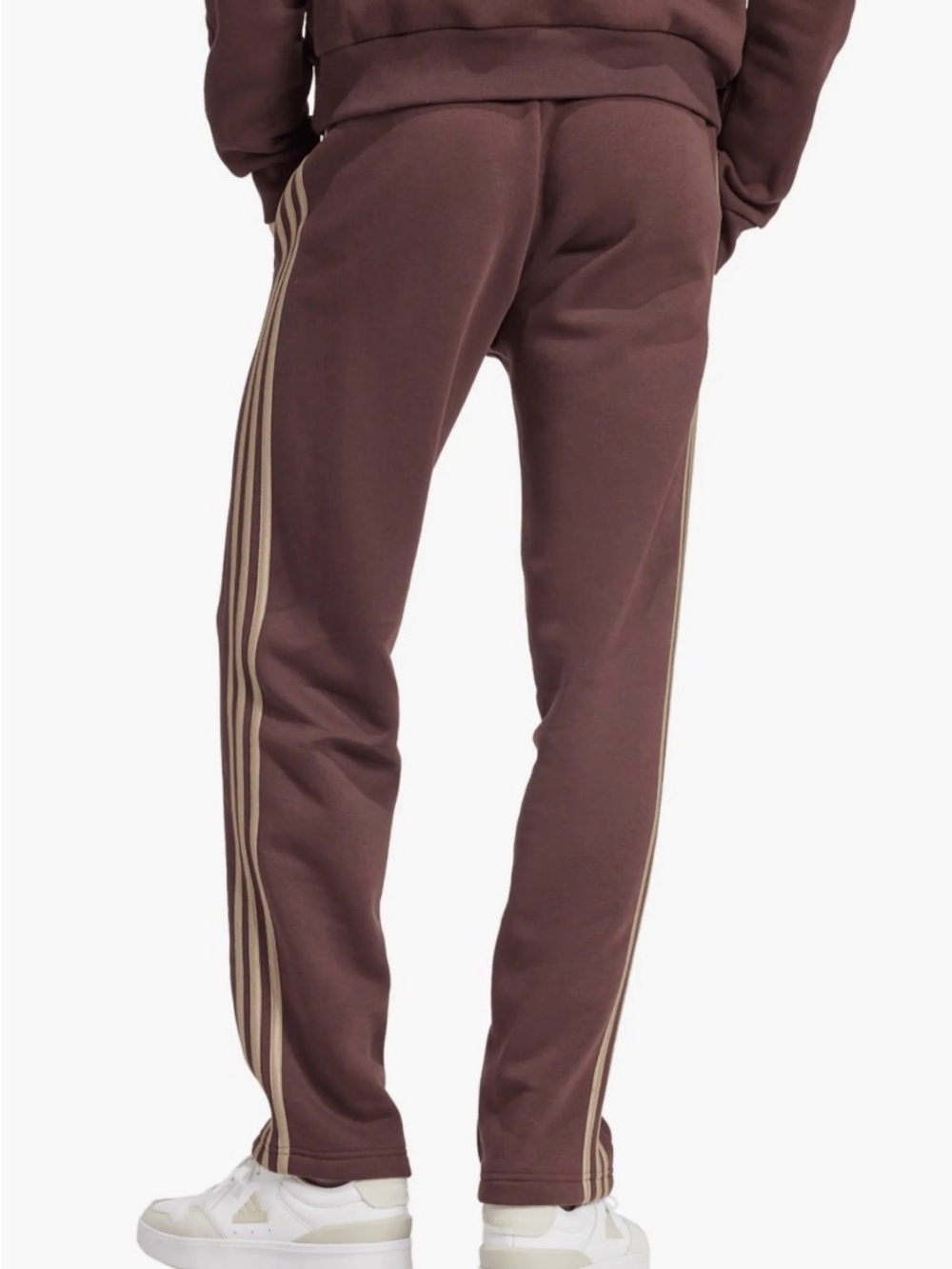 adidas Men's Brown/Maroon Track Pants with Beige Stripes - Picture 2 of 9